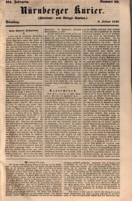 Nürnberger Kurier (Nürnberger Friedens- und Kriegs-Kurier) Dienstag 8. Februar 1848