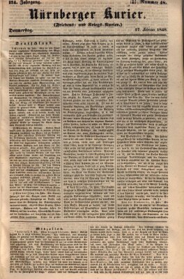 Nürnberger Kurier (Nürnberger Friedens- und Kriegs-Kurier) Donnerstag 17. Februar 1848