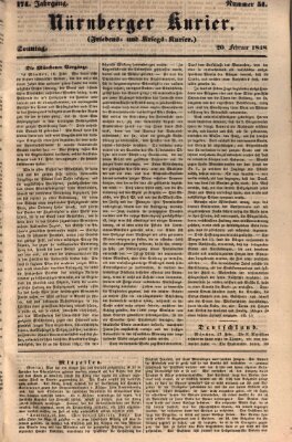 Nürnberger Kurier (Nürnberger Friedens- und Kriegs-Kurier) Sonntag 20. Februar 1848