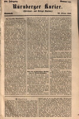 Nürnberger Kurier (Nürnberger Friedens- und Kriegs-Kurier) Mittwoch 23. Februar 1848