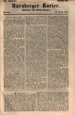 Nürnberger Kurier (Nürnberger Friedens- und Kriegs-Kurier) Freitag 25. Februar 1848