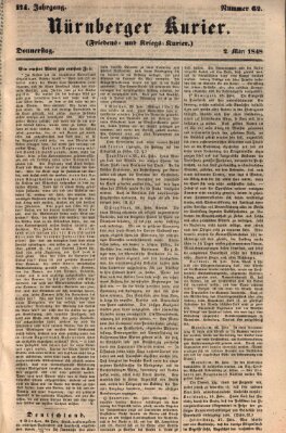 Nürnberger Kurier (Nürnberger Friedens- und Kriegs-Kurier) Donnerstag 2. März 1848