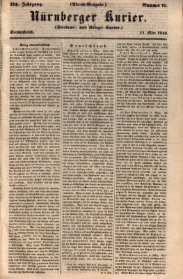 Nürnberger Kurier (Nürnberger Friedens- und Kriegs-Kurier) Samstag 11. März 1848