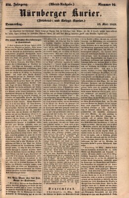 Nürnberger Kurier (Nürnberger Friedens- und Kriegs-Kurier) Donnerstag 16. März 1848