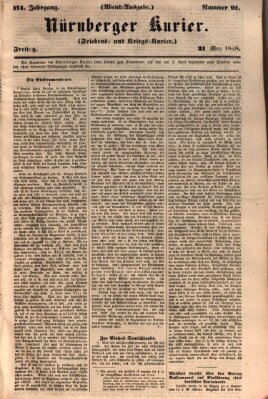 Nürnberger Kurier (Nürnberger Friedens- und Kriegs-Kurier) Freitag 31. März 1848