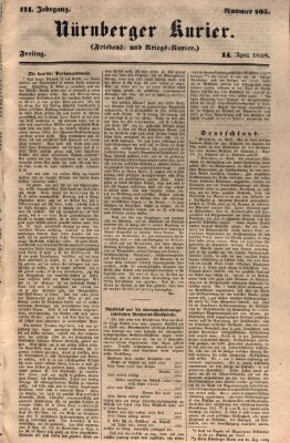 Nürnberger Kurier (Nürnberger Friedens- und Kriegs-Kurier) Freitag 14. April 1848