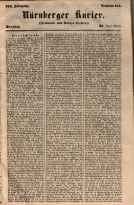 Nürnberger Kurier (Nürnberger Friedens- und Kriegs-Kurier) Sonntag 23. April 1848