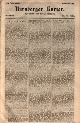 Nürnberger Kurier (Nürnberger Friedens- und Kriegs-Kurier) Mittwoch 24. Mai 1848