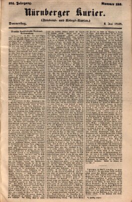 Nürnberger Kurier (Nürnberger Friedens- und Kriegs-Kurier) Donnerstag 1. Juni 1848