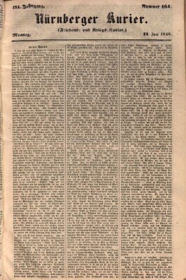 Nürnberger Kurier (Nürnberger Friedens- und Kriegs-Kurier) Montag 12. Juni 1848