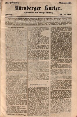 Nürnberger Kurier (Nürnberger Friedens- und Kriegs-Kurier) Freitag 16. Juni 1848