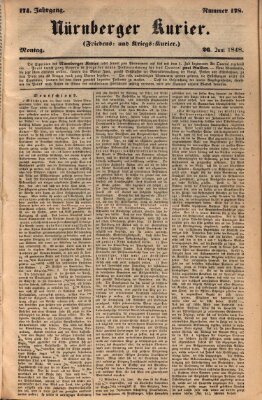 Nürnberger Kurier (Nürnberger Friedens- und Kriegs-Kurier) Montag 26. Juni 1848