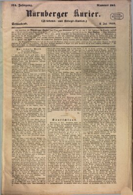 Nürnberger Kurier (Nürnberger Friedens- und Kriegs-Kurier) Samstag 1. Juli 1848