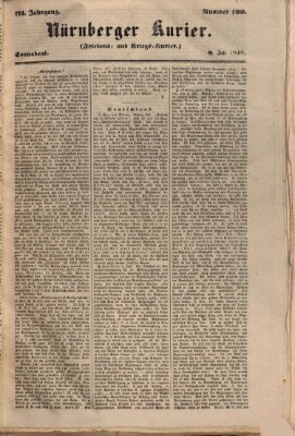 Nürnberger Kurier (Nürnberger Friedens- und Kriegs-Kurier) Samstag 8. Juli 1848