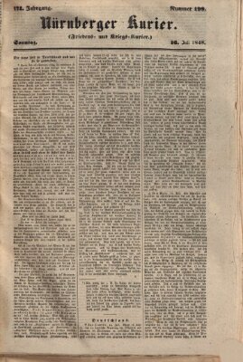 Nürnberger Kurier (Nürnberger Friedens- und Kriegs-Kurier) Sonntag 16. Juli 1848