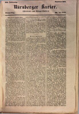 Nürnberger Kurier (Nürnberger Friedens- und Kriegs-Kurier) Donnerstag 20. Juli 1848