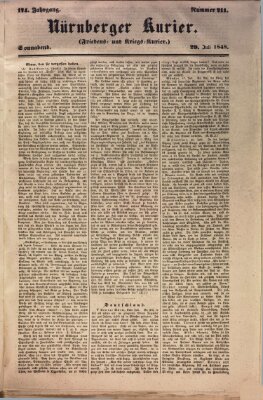 Nürnberger Kurier (Nürnberger Friedens- und Kriegs-Kurier) Samstag 29. Juli 1848