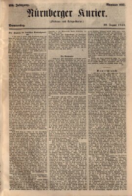 Nürnberger Kurier (Nürnberger Friedens- und Kriegs-Kurier) Donnerstag 10. August 1848