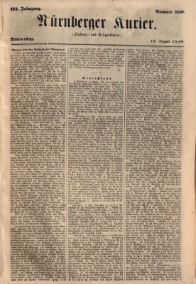 Nürnberger Kurier (Nürnberger Friedens- und Kriegs-Kurier) Donnerstag 17. August 1848