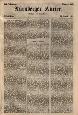 Nürnberger Kurier (Nürnberger Friedens- und Kriegs-Kurier) Donnerstag 24. August 1848