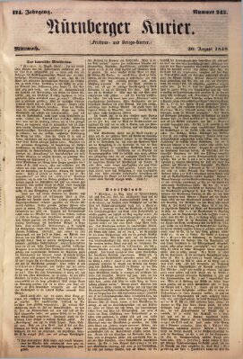 Nürnberger Kurier (Nürnberger Friedens- und Kriegs-Kurier) Mittwoch 30. August 1848