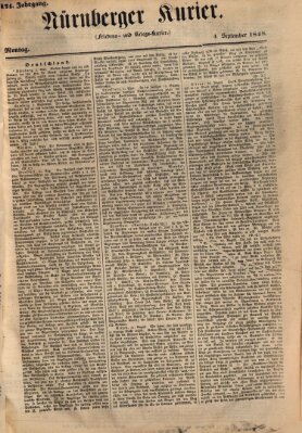 Nürnberger Kurier (Nürnberger Friedens- und Kriegs-Kurier) Montag 4. September 1848