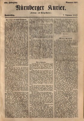 Nürnberger Kurier (Nürnberger Friedens- und Kriegs-Kurier) Donnerstag 7. September 1848