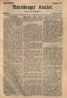 Nürnberger Kurier (Nürnberger Friedens- und Kriegs-Kurier) Freitag 8. September 1848