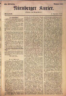 Nürnberger Kurier (Nürnberger Friedens- und Kriegs-Kurier) Samstag 9. September 1848