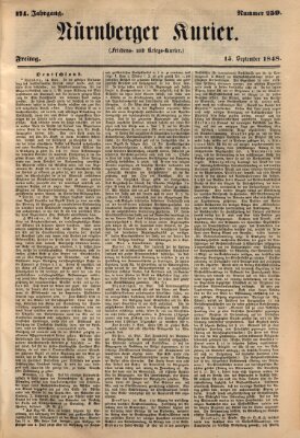 Nürnberger Kurier (Nürnberger Friedens- und Kriegs-Kurier) Freitag 15. September 1848