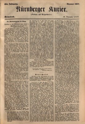 Nürnberger Kurier (Nürnberger Friedens- und Kriegs-Kurier) Samstag 16. September 1848