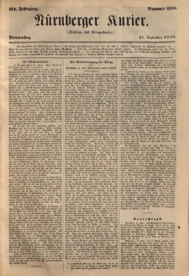 Nürnberger Kurier (Nürnberger Friedens- und Kriegs-Kurier) Donnerstag 21. September 1848