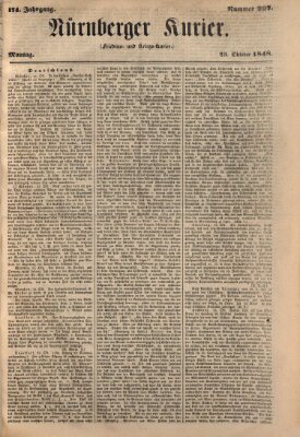 Nürnberger Kurier (Nürnberger Friedens- und Kriegs-Kurier) Montag 23. Oktober 1848