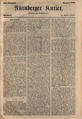 Nürnberger Kurier (Nürnberger Friedens- und Kriegs-Kurier) Mittwoch 25. Oktober 1848