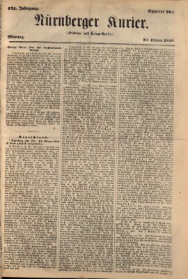 Nürnberger Kurier (Nürnberger Friedens- und Kriegs-Kurier) Montag 30. Oktober 1848