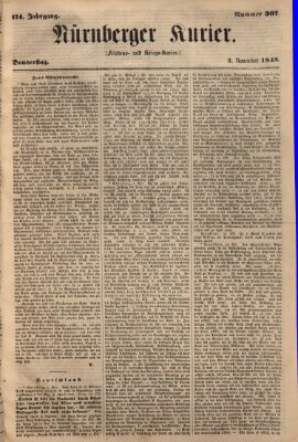 Nürnberger Kurier (Nürnberger Friedens- und Kriegs-Kurier) Donnerstag 2. November 1848