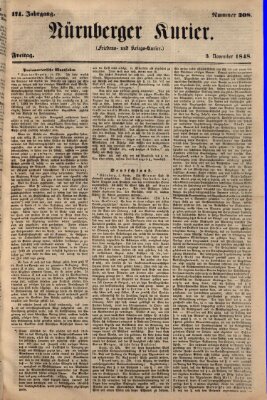 Nürnberger Kurier (Nürnberger Friedens- und Kriegs-Kurier) Freitag 3. November 1848