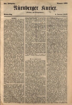 Nürnberger Kurier (Nürnberger Friedens- und Kriegs-Kurier) Donnerstag 9. November 1848