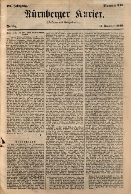 Nürnberger Kurier (Nürnberger Friedens- und Kriegs-Kurier) Freitag 10. November 1848