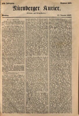 Nürnberger Kurier (Nürnberger Friedens- und Kriegs-Kurier) Montag 13. November 1848