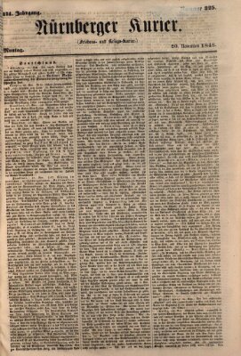 Nürnberger Kurier (Nürnberger Friedens- und Kriegs-Kurier) Montag 20. November 1848