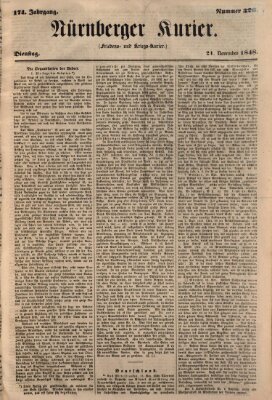 Nürnberger Kurier (Nürnberger Friedens- und Kriegs-Kurier) Dienstag 21. November 1848