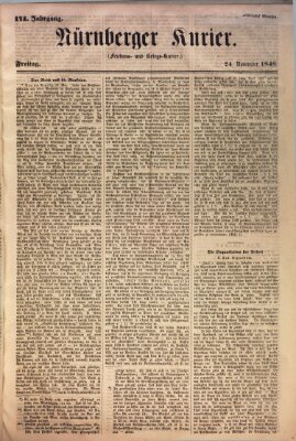 Nürnberger Kurier (Nürnberger Friedens- und Kriegs-Kurier) Freitag 24. November 1848