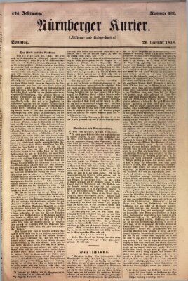 Nürnberger Kurier (Nürnberger Friedens- und Kriegs-Kurier) Sonntag 26. November 1848