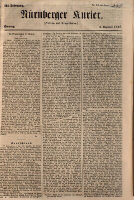 Nürnberger Kurier (Nürnberger Friedens- und Kriegs-Kurier) Sonntag 3. Dezember 1848