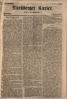 Nürnberger Kurier (Nürnberger Friedens- und Kriegs-Kurier) Donnerstag 7. Dezember 1848