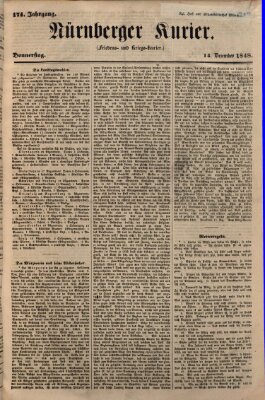 Nürnberger Kurier (Nürnberger Friedens- und Kriegs-Kurier) Donnerstag 14. Dezember 1848