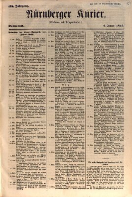 Nürnberger Kurier (Nürnberger Friedens- und Kriegs-Kurier) Samstag 6. Januar 1849