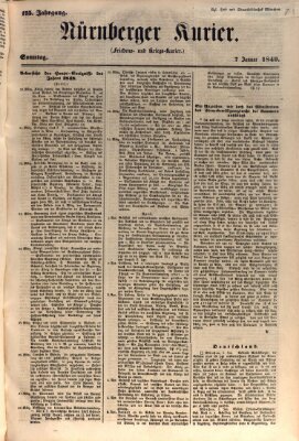 Nürnberger Kurier (Nürnberger Friedens- und Kriegs-Kurier) Sonntag 7. Januar 1849