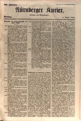 Nürnberger Kurier (Nürnberger Friedens- und Kriegs-Kurier) Dienstag 9. Januar 1849